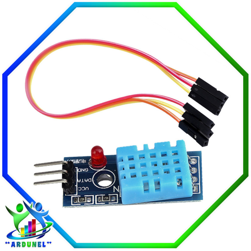 DHT11 MÓDULO DE TEMPERATURA Y HUMEDAD CON LED+ CABLE DHT11 MÓDULO DE TEMPERATURA Y HUMEDAD CON LED+ CABLE
