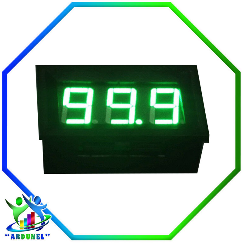 VOLTIMETRO 0,56 PULGADAS 0-100V 3 CABLES, VERDE VOLTIMETRO 0,56 PULGADAS 0-100V 3 CABLES, VERDE