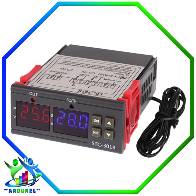CONTROLADOR STC-3018 DC12V DE TEMPERATURA DOBLE AJUSTABLE CONTROLADOR STC-3018 DC12V DE TEMPERATURA DOBLE AJUSTABLE