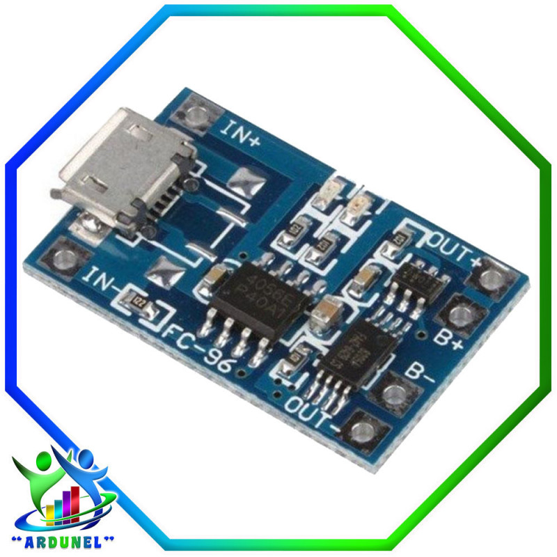 MODULO TP4056 1A CARGADOR BATERÍA LITIO CON PROTECCIÓN MICRO USB MODULO TP4056 1A CARGADOR BATERÍA LITIO CON PROTECCIÓN MICRO USB