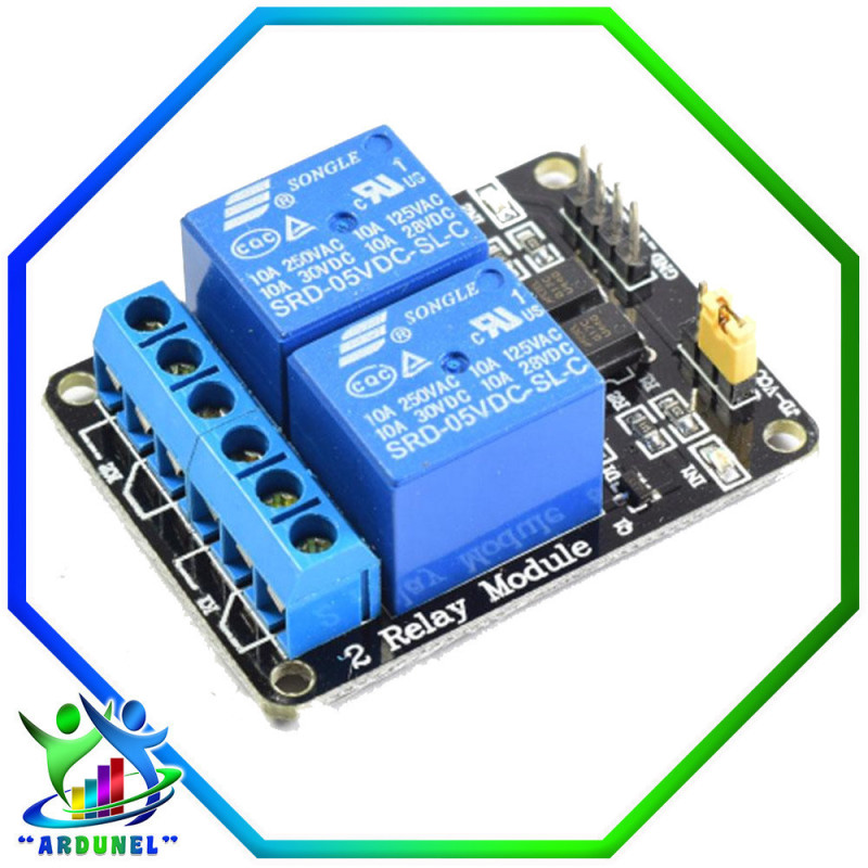 MODULO RELAY DE 2 CANALES 5V CON OPTOACOPLADOR MODULO RELAY DE 2 CANALES 5V CON OPTOACOPLADOR