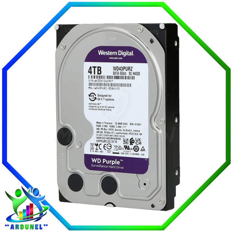 DISCO DURO WD 4TB PURPURA WD43PURZ DISCO DURO WD 4TB PURPURA WD43PURZ