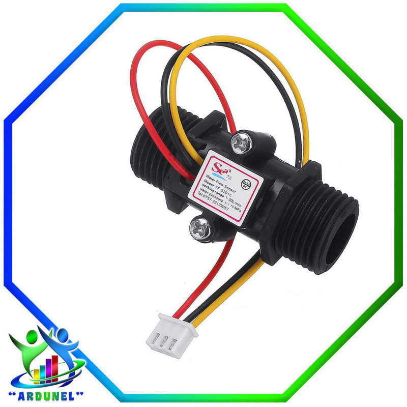 SENSOR DE FLUJO YF-S201C DE AGUA G1/2 1-30L/MIN 5-15V SENSOR DE FLUJO YF-S201C DE AGUA G1/2 1-30L/MIN 5-15V