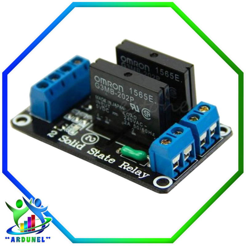 MÓDULO RELE DE ESTADO SÓLIDO DE 2 CANALES 5V CON FUSIBLE SSR 250V 2A MÓDULO RELE DE ESTADO SÓLIDO DE 2 CANALES 5V CON FUSIBLE SSR 250V 2A