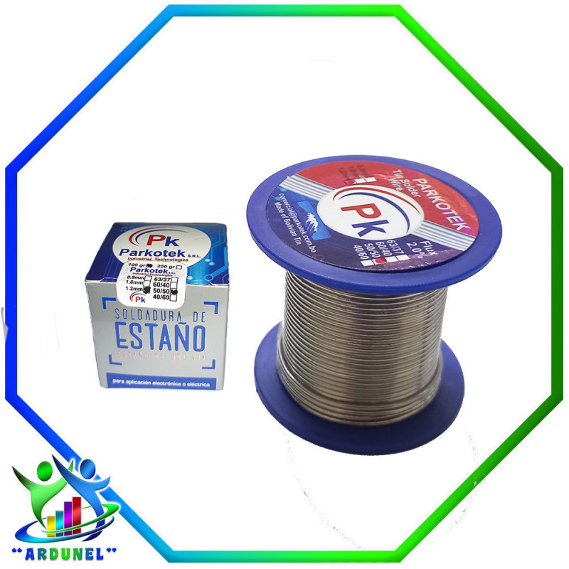 CARRETE DE ESTAÑO 0,8MM 40/60 Sn/Pb 250GR. PARKOTEK CARRETE DE ESTAÑO 0,8MM 40/60 Sn/Pb 250GR. PARKOTEK