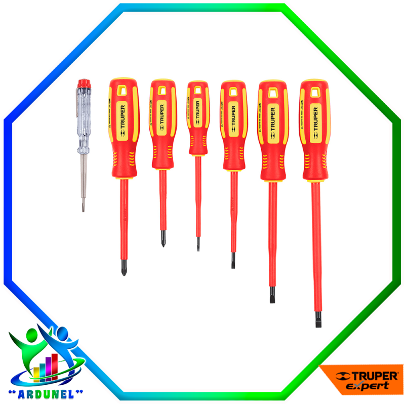 JUEGO DE DESARMADORES DIELÉCTRICOS Y PROBADOR DE VOLTAJE JUEGO DE DESARMADORES DIELÉCTRICOS Y PROBADOR DE VOLTAJE