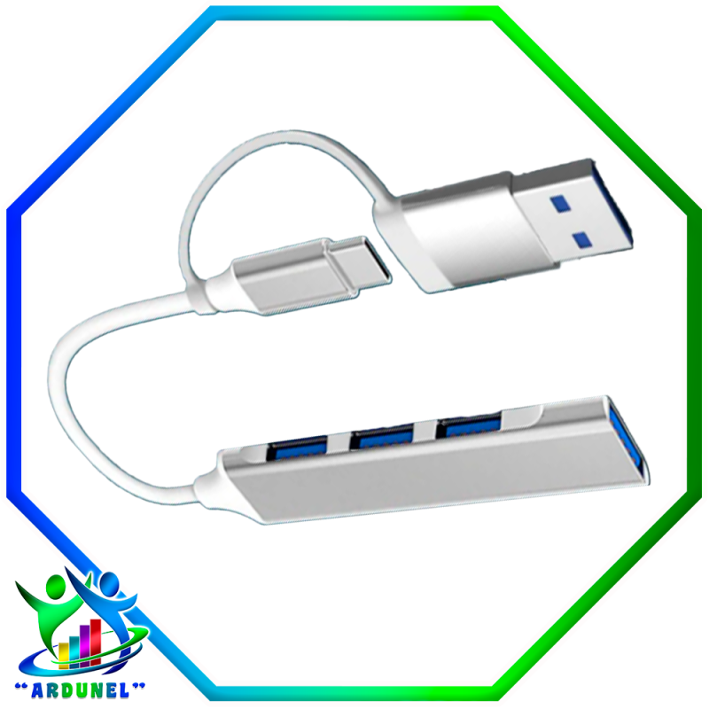 ADAPTADOR MULTI-DIVISOR DE 4 PUERTOS TIPOC/USB CABLE OTG HASTA 5 GBPS ADAPTADOR MULTI-DIVISOR DE 4 PUERTOS TIPOC/USB CABLE OTG HASTA 5 GBPS