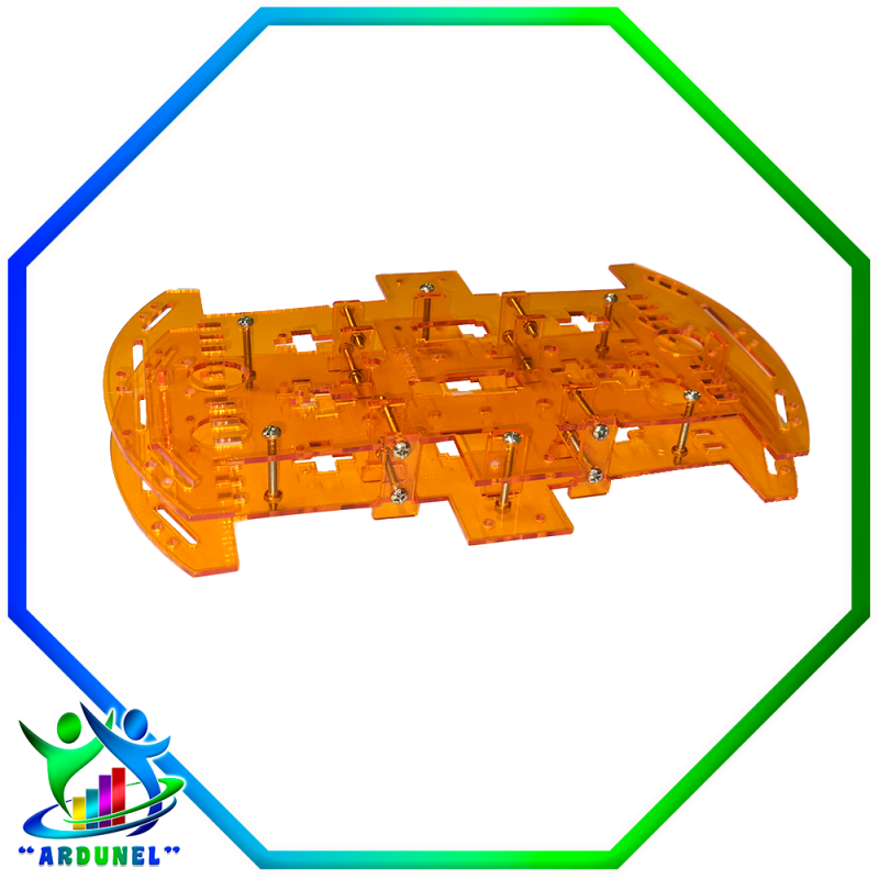 BASE CHASIS 4WD DOBLE PISO ACRILICO TRANSLUCIDO 3MM BASE CHASIS 4WD DOBLE PISO ACRILICO TRANSLUCIDO 3MM