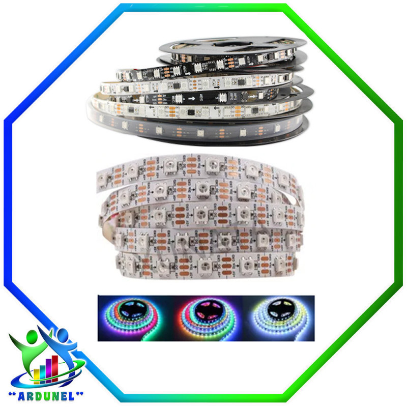 TIRA LED SMD WS2812B RGB 60LED/M 5V, IP30 (POR METRO) TIRA LED SMD WS2812B RGB 60LED/M 5V, IP30 (POR METRO)