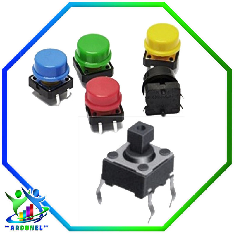 PULSADOR 4 PIN 12X12X7.3MM + TAPA REDONDA PULSADOR 4 PIN 12X12X7.3MM + TAPA REDONDA