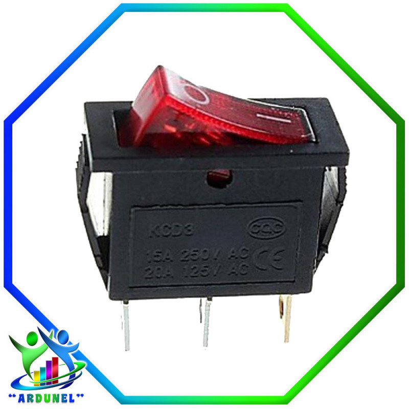 INTERRUPTOR KCD3 15A 250V - 20A 125V ON / OFF 3 PIN INTERRUPTOR KCD3 15A 250V - 20A 125V ON / OFF 3 PIN
