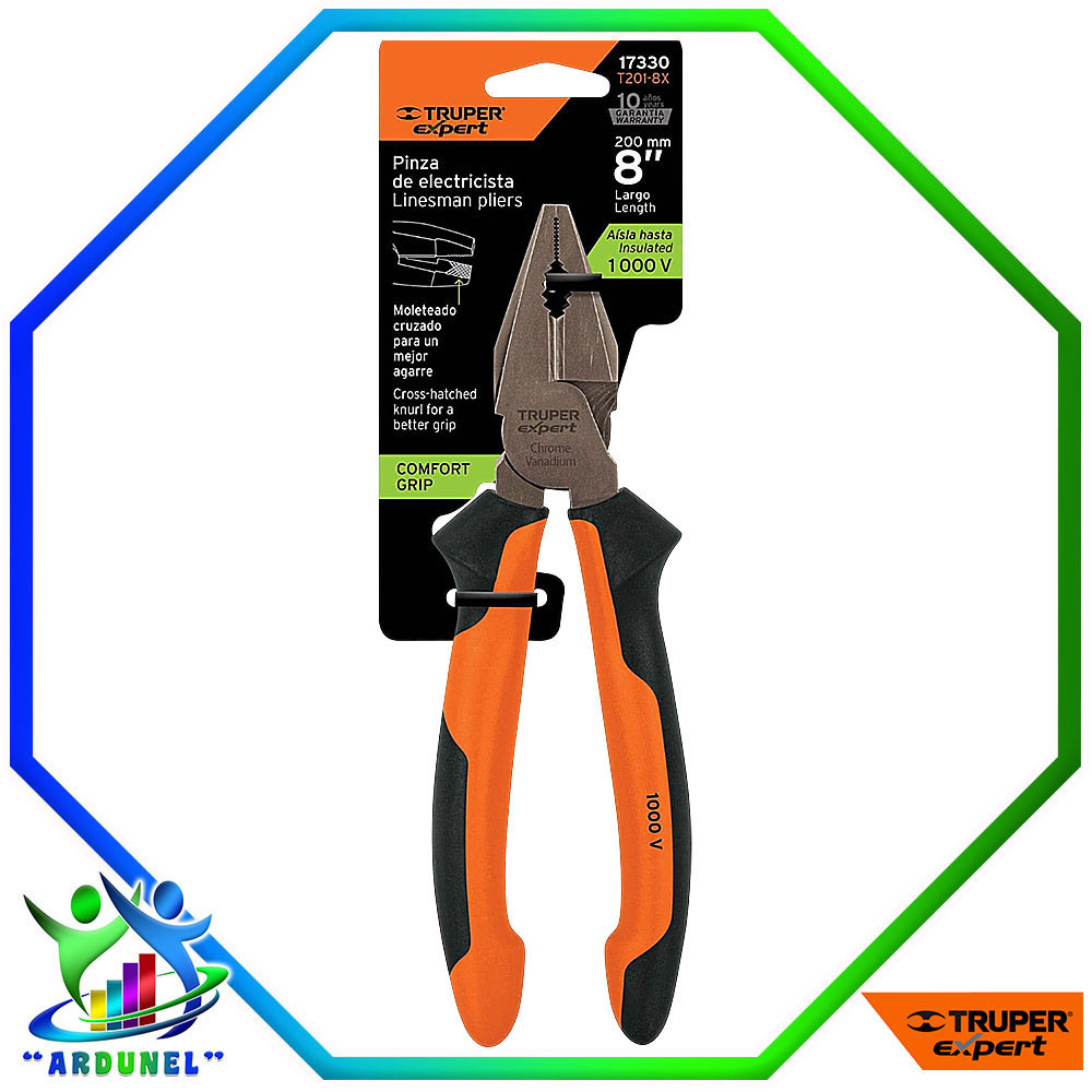 ALICATE PARA ELECTRICISTA DE 8" (20 CM) MANGO CONFORT GRIP 1000 VOLTS ALICATE PARA ELECTRICISTA DE 8" (20 CM) MANGO CONFORT GRIP 1000 VOLTS