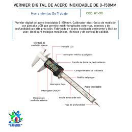 VERNIER DIGITAL DE ACERO INOXIDABLE DE 0-150MM