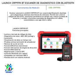 LAUNCH CRP919X BT ESCANER DE DIAGNOSTICO CON BLUETOOTH