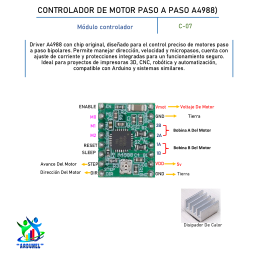 CONTROLADOR DE MOTOR PASO A PASO A4988 VERDE (CHIP ORIGINAL)