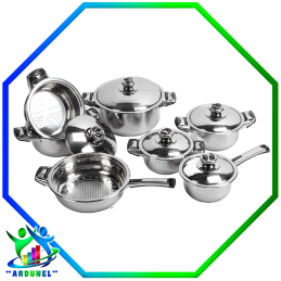 JUEGO DE 7 OLLAS Y SARTENES DE COCINA DE ACERO INOXIDABLE