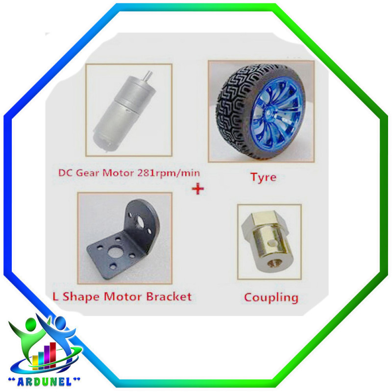 KIT MOTOR 281 RPM 6V + RUEDA DE GOMA GAUCHA 65MM + SOPORTE + ACOPLE DE 5MM KIT MOTOR 281 RPM 6V + RUEDA DE GOMA GAUCHA 65MM + SOPORTE + ACOPLE DE 5MM